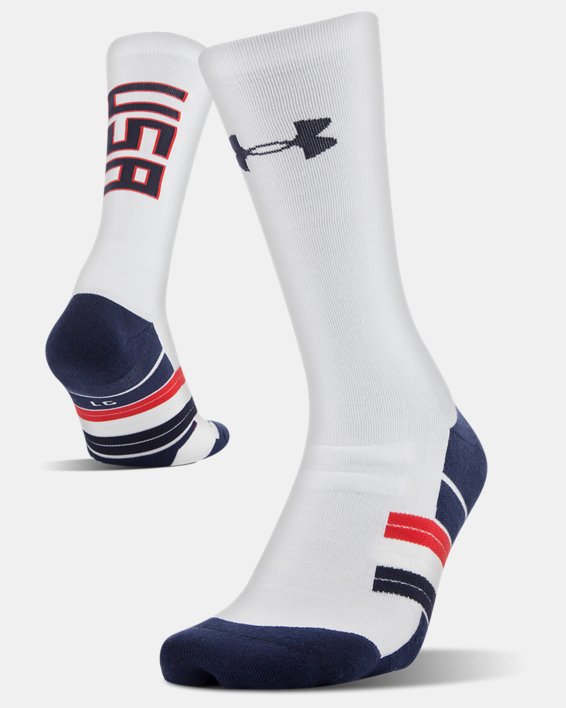 Unisex UA Americana Crew Socks, White, pdpMainDesktop image number 0